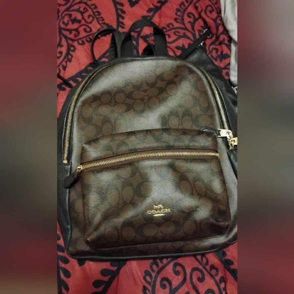 Coach Signature Brown and Black Backpack